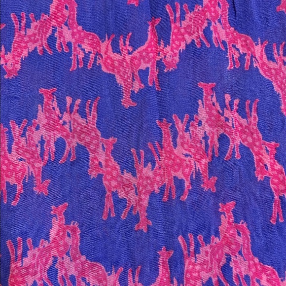 Lilly Pulitzer Hot Pink and Blue Giraffe Print Infinity Women's Scarf - Picture 2 of 3